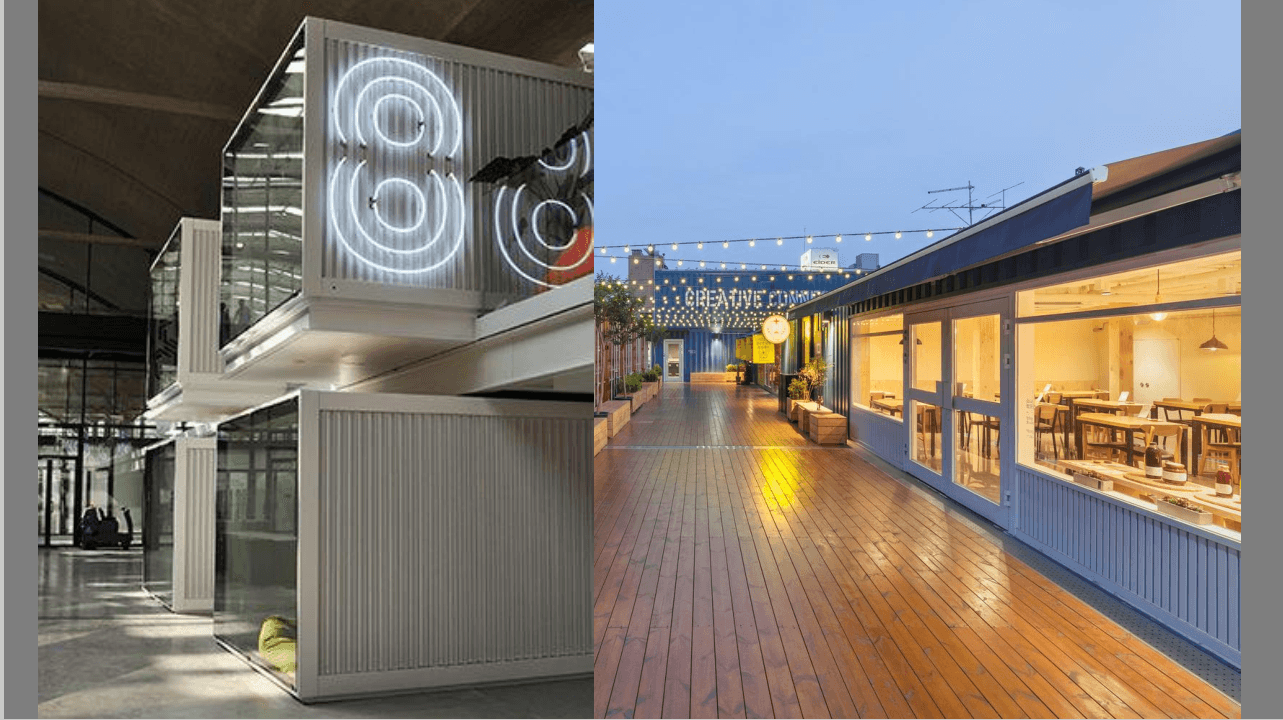 集装箱咖啡商业步道与室内展示面